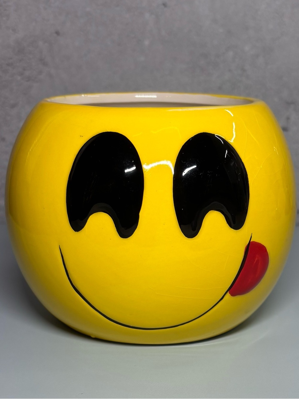 Yellow Smiley Face Ceramic Coffee Cup McCoy Pottery Inspired